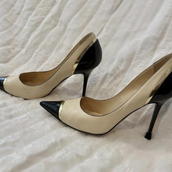 Jimmy Choo Shoes - Jimmy Choo Women's Black and Cream Pointed Heels